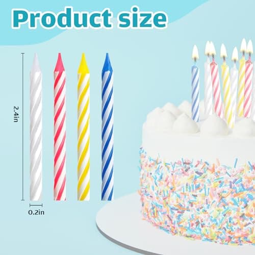 MTLEE Spiral Birthday Candles 4 Color, 288 Pcs for Cake Decorations