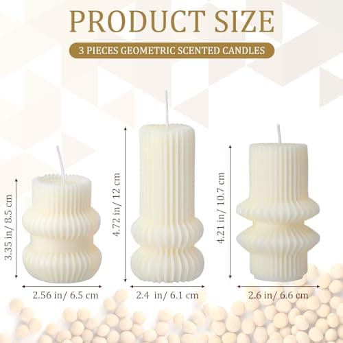 MTLEE Ribbed Pillar Candles for Modern Home Decor