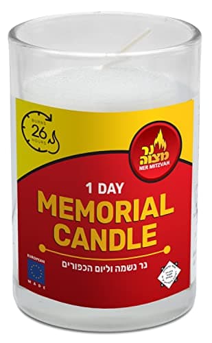 6 Pack 24 Hour Kosher Ner Mitzvah Yahrtzeit Memorial Candle Glass Jar
