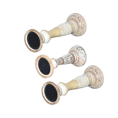 Handmade Mango Wood White Wash Set of 3 Pillar Candle Holders