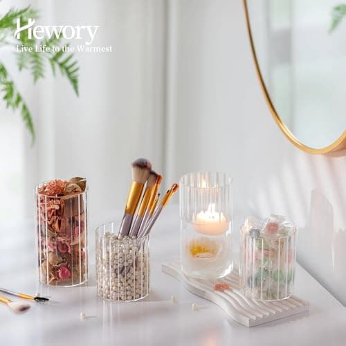 Hewory Glass Hurricane Candle Holders Set of 6, Clear Cylinder Vases