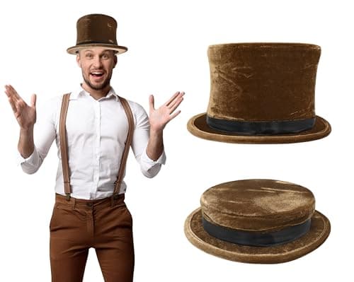 Nicky Bigs Magician Collapsible Top Hat - Dancers Brown Folding Hat