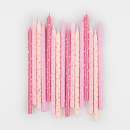Meri Meri Happy Birthday Candles Pack of 16, 2 Sizes, Unscented