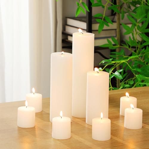 Shihanee 54 Pcs White Pillar Candle Bulk Set for Home Decor