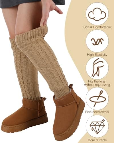 Winter Fleece Lined Leg Warmer for Women: Double Layer Skating Warmth