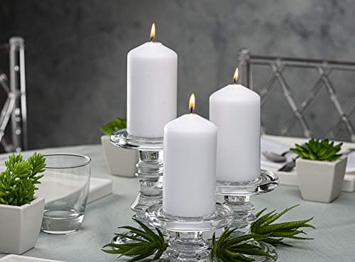 BOLSIUS 6 White Pillar Candles - 3x6 Inches, 70+ Hours Burn Time