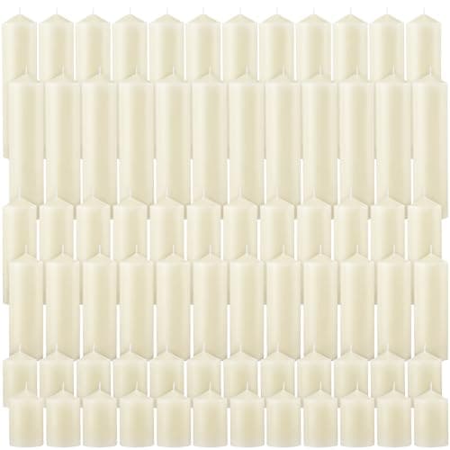 MTLEE Set of 72 Ivory Pillar Candles for Wedding and Home Decor