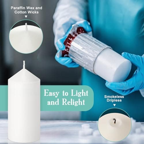 16 Pack 60 Hour Long Pillar Candles for Wedding and Events