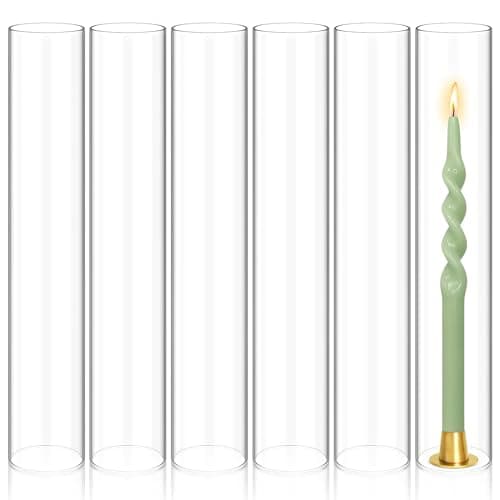 Showgeous 6 PCS Clear Glass Hurricane Candle Holders, D:2.5" H:14"