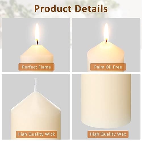 40 Pack of Ivory Pillar Dinner Candles - Unscented, Dripless, Clean Burning - 2x4 Inch