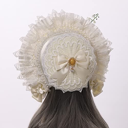 COSDREAMER Lace Flowers Victorian Bonnets for Girls & Women