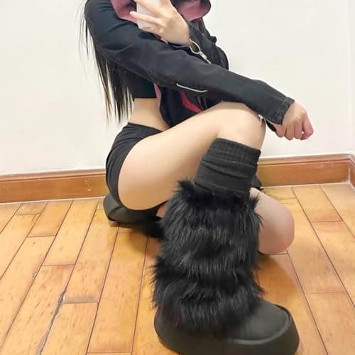 Zando Women's Soft Fur Leg Warmers Fluffy Boot Cuffs for Winter