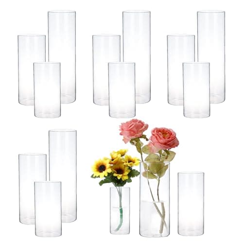 Hurricand 3PCS Glass Pillar Candle Holder for Weddings and Centerpieces