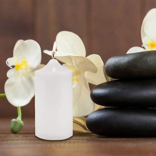 Unscented White Pillar Candle for Weddings, Home, Relaxation, Spa