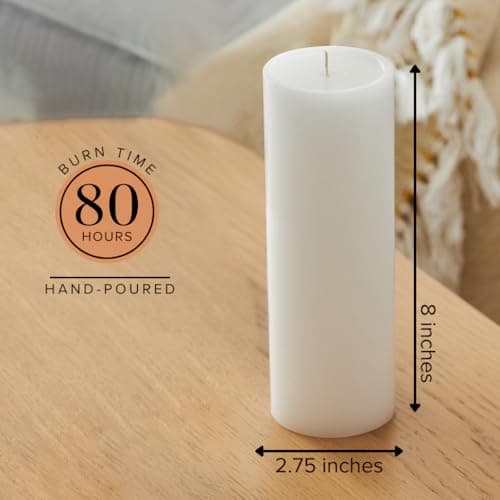 Soson Set of 3 White Pillar Candles - Unscented Large Candles - Home Wedding Decor
