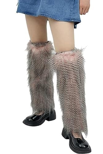 Solyinne Faux Fur Leg Warmers for Women Party Accessory Set