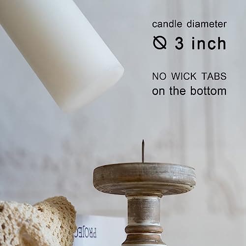 MOZEAL 3" x 4" Unscented Dripless Pillar Candle Set of 3, Long Burn Time, Rustic Style