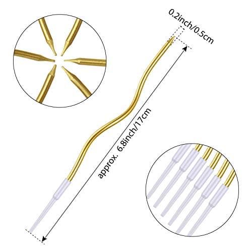 BBTO Metallic Gold Spiral Birthday Cake Candles with Holders 48 Pieces