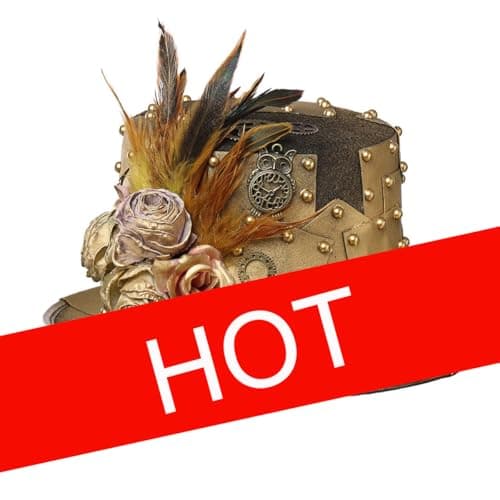 COSDREAMER Unisex Steampunk Gothic Punk Magician Hat with Feather