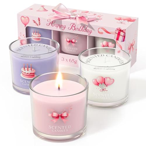 Stress Relief Scented Candle Gift Set, Pink + Purple + White