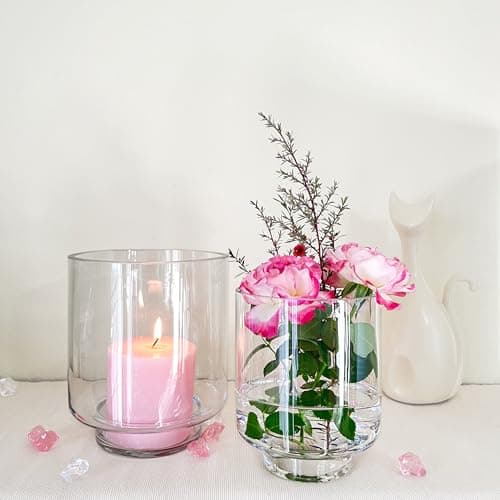 CYS EXCEL Clear Glass Hurricane Candle Holder for Pillar Candles, 6.5" Height