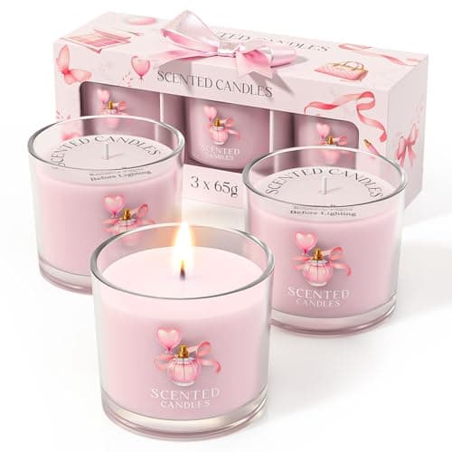 Stress Relief Scented Candle Gift Set, Pink + Purple + White