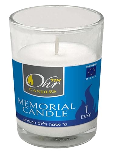 Memorial Candle Set for Yahrzeit - 1 Day Yartzeit Candle - 12 Pack Yom Kippur Jewish Candles