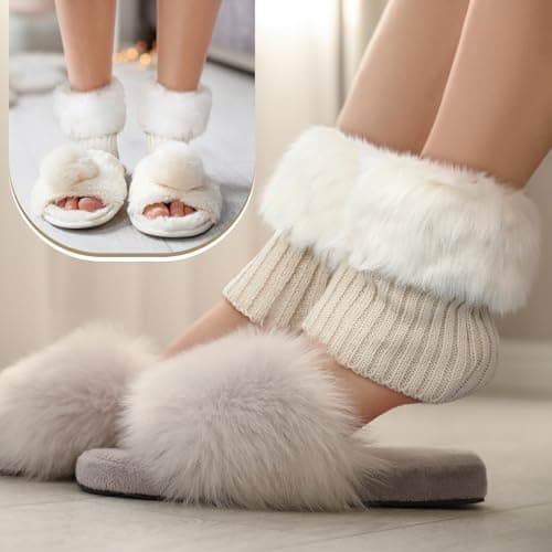 Bencailor Women's Faux Fur Leg Warmers Knee High Fuzzy Cuffs