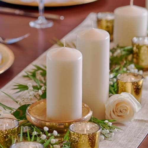 6 Pack 2.5x4 Inch Ivory Pillar Candles, Emergency Tall Wax Unscented Candles