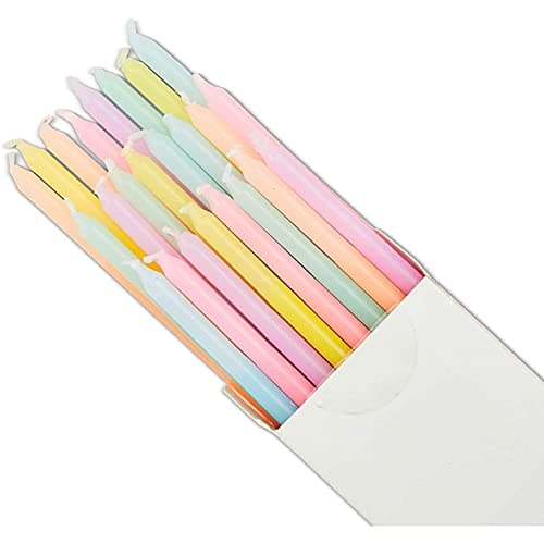Pastel Ombre Long Thin Birthday Cake Candles (5 in., 24 Pack)