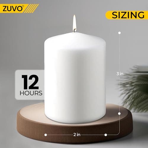 Slow-Burning 3-Inch White Unscented Pillar Candles - Bulk Pack (Pack of 10)