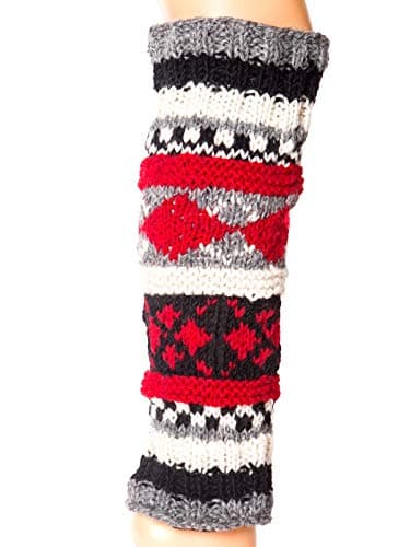 Hand-Knit Tibetan Wool Leg Warmers with Fleece Lining