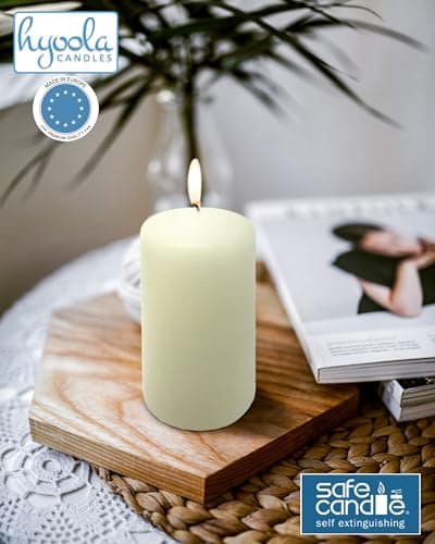 Hyoola Ivory Unscented Pillar Candles - 12 Pack EuropeanMade