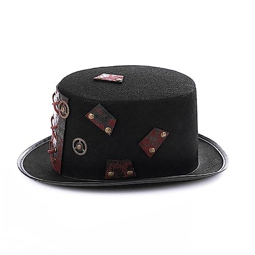 YANIYA BlackSteampunk Top Hat Gothic Hat for Halloween