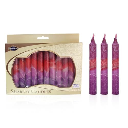 Safed 12-Pack Harmony Violet Shabbat Candles - Dripless & Traditional (SC-SHHR-V)