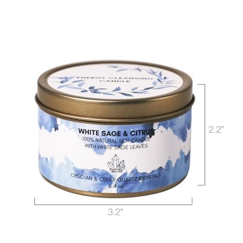 White Sage & Citrus Smudge Candle (9 oz, Natural Soy Wax)