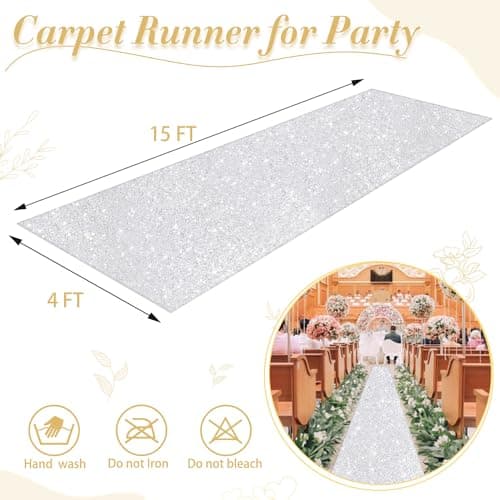 Glittery Silver Wedding Aisle Runner for Engagement Ceremony