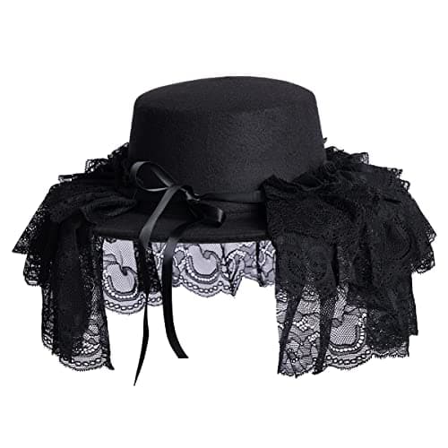 COSDREAMER Gothic Victorian Hat in White & Black Lace
