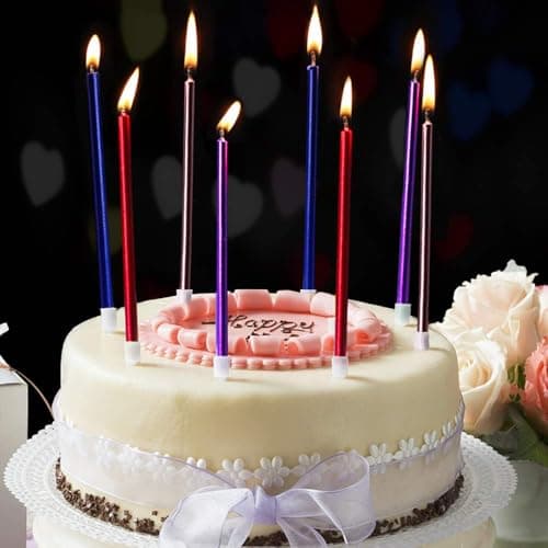 12 Tall Blue Birthday Candles for Party Decorations