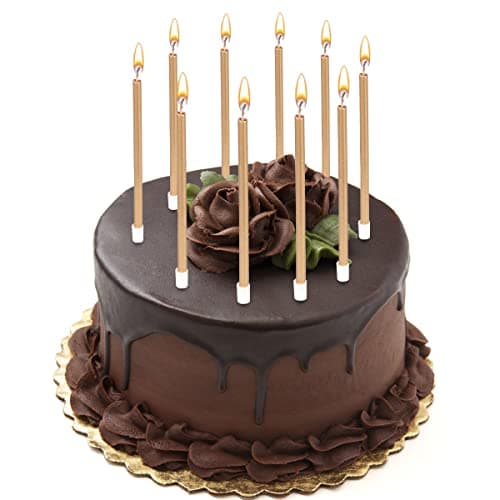 24-Piece Metallic Champagne Gold Birthday Candles for Cakes and Cupcakes