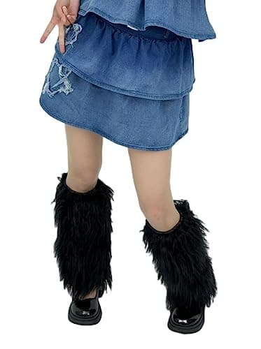 Solyinne Faux Fur Leg Warmers for Women Party Accessory Set