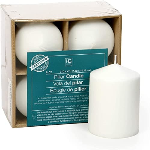 Hosley White Unscented 2x3 High Pillar Candles, Set of 6 O4