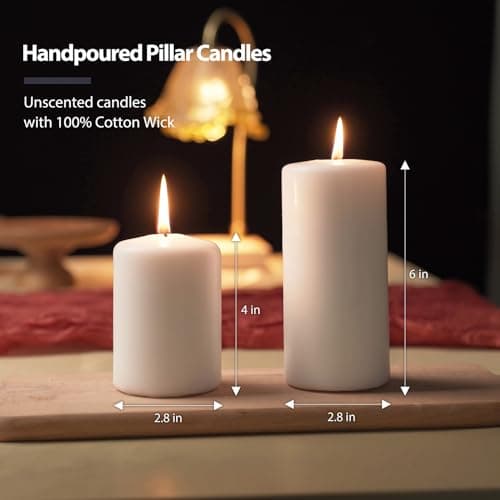 Pillar Candles Bulk - 6 Pack Unscented Pillar Candles for Emergency, Wedding, and Home Decor