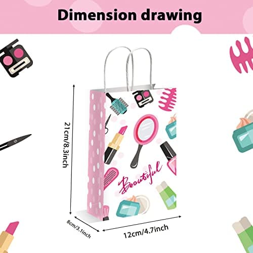 12pcs Spa Theme Gift Bags for Birthday Party Supplies Cosmetics Treats for Kids Girl