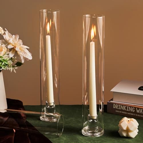 Hurricane Glass Candle Holders - 6 Pcs 2.5" W x 14" H