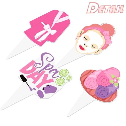 Spa Cupcake Toppers 48PCS Eye Mask Decorations for Makeup Parties