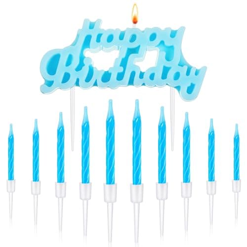 MTLEE Gold Happy Birthday Thin Spiral Candles Topper for Cake Decoration Party Supplies