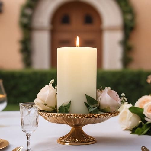 White Ivory Beeswax Pillar Candles, 6" Set of 2, Unscented, Smokeless, Dripless