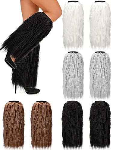 JaGely Women's Fluffy Faux Fur Leg Warmers Winter Warm Boot Covers