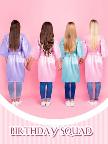 24 Pcs Sleepover Party Supplies for Girls: Spa Party Robes, Tote Bags, Headbands, and Masks